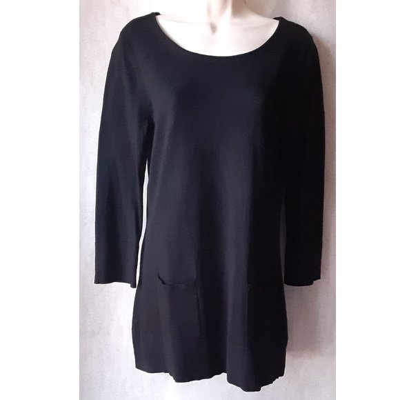 Women's Chelsea &Theodore long tunic with back slit/ bow closure,3/4 sleeves, M - Picture 8 of 11